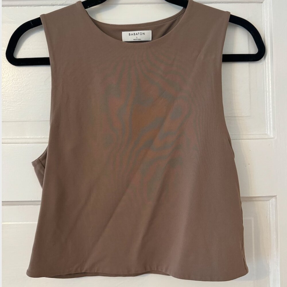 Aritzia Women's Tan and Brown, BABATON, size large, cropped tank